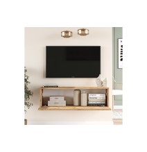 Mueble TV Moderno con Puerta en Melamina Color Madera 100x31.5x29.6cm - Diseño Elegante para Salón.