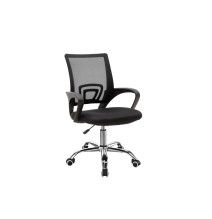 Silla de Oficina Ergonómica de Malla de Tela Negra con Reposabrazos - 56x47x85-95 cm, Confort y Estilo